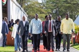 File image of President Ruto with Oburu Oginga and DP Kithure Kindiki.